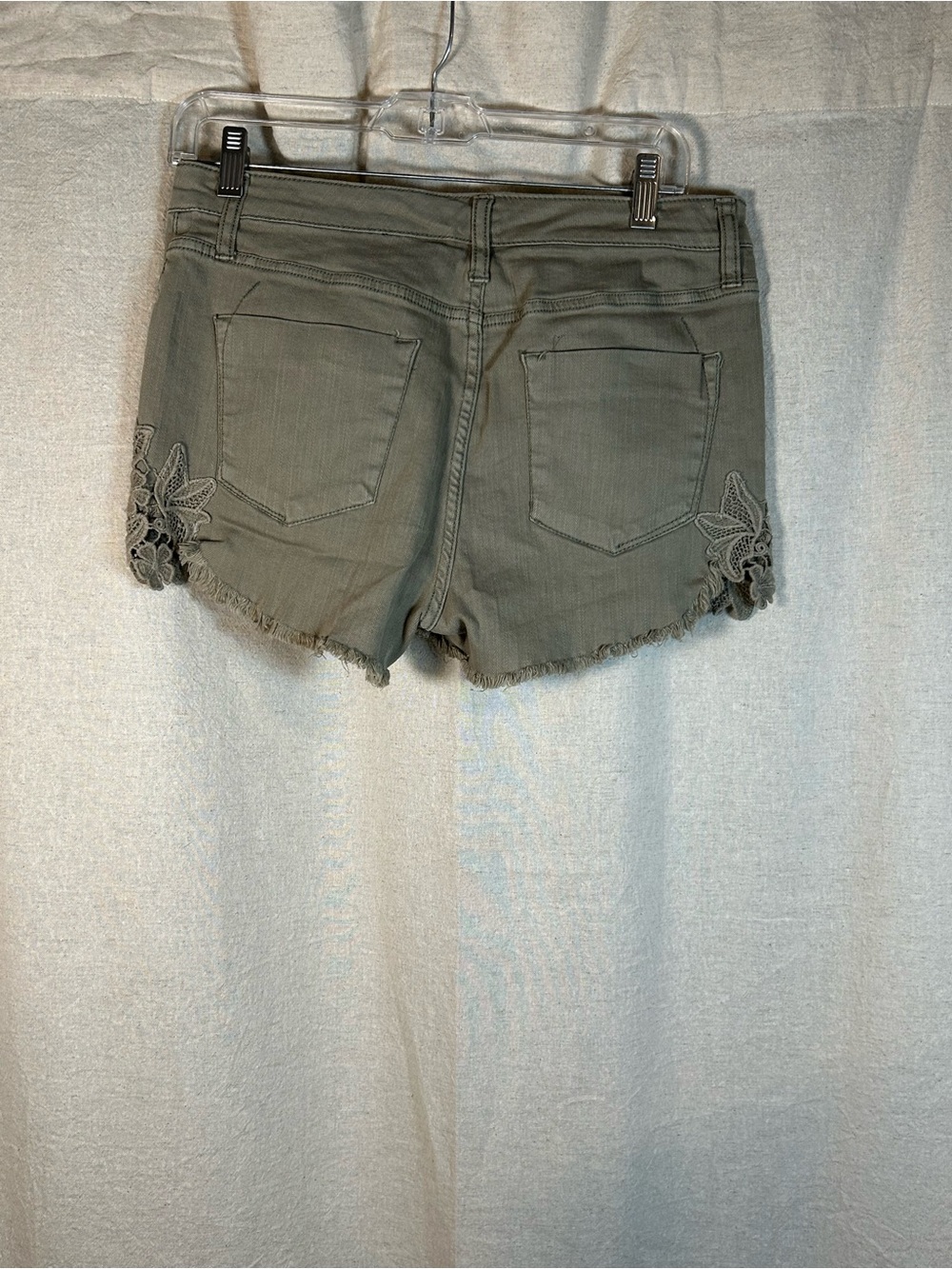 Mossimo Supply Co. Olive Green Lace-Appliqué Denim Shorts - Picture 2 of 3